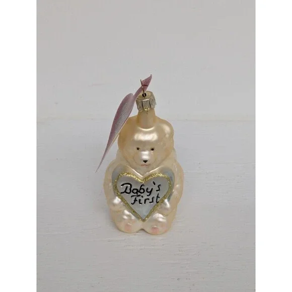 Inge Glas Glass Mouth Blown German Ornaments Baby First Christmas Set Of 3 New - Picture 11 of 16